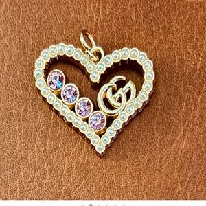 Gucci Gold Heart Necklace with Purple Accents